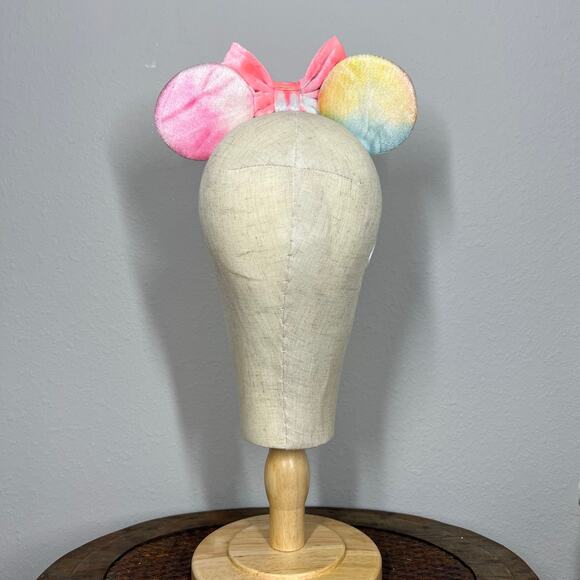 Pink Velvet Vibes Minnie Ears | Disney-Inspired Pastel Tie-Dye Mouse Ears - Picture 3 of 3